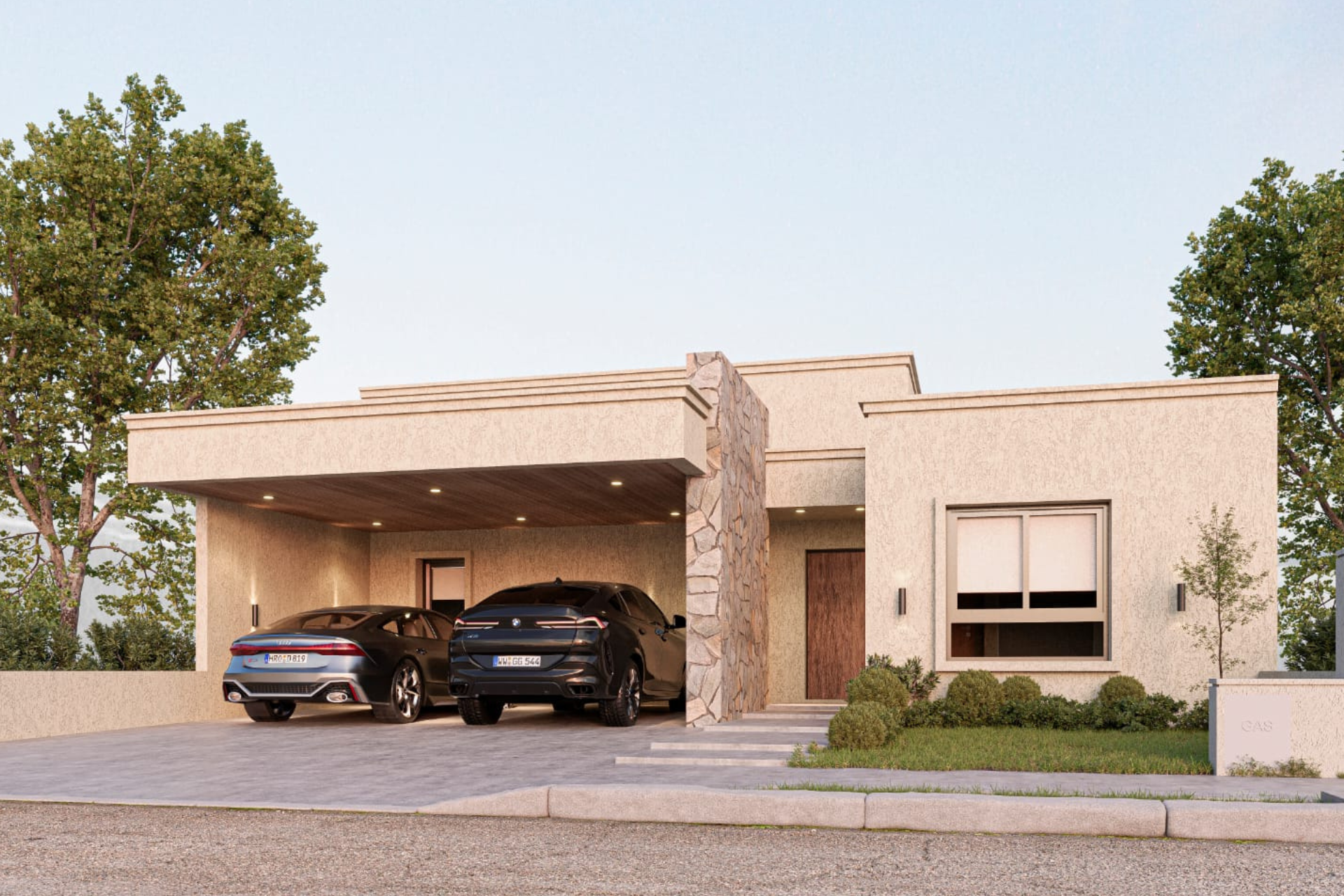 arquitectura-cordoba-minimalista Fachada de una casa contemporánea con un diseño equilibrado y funcional