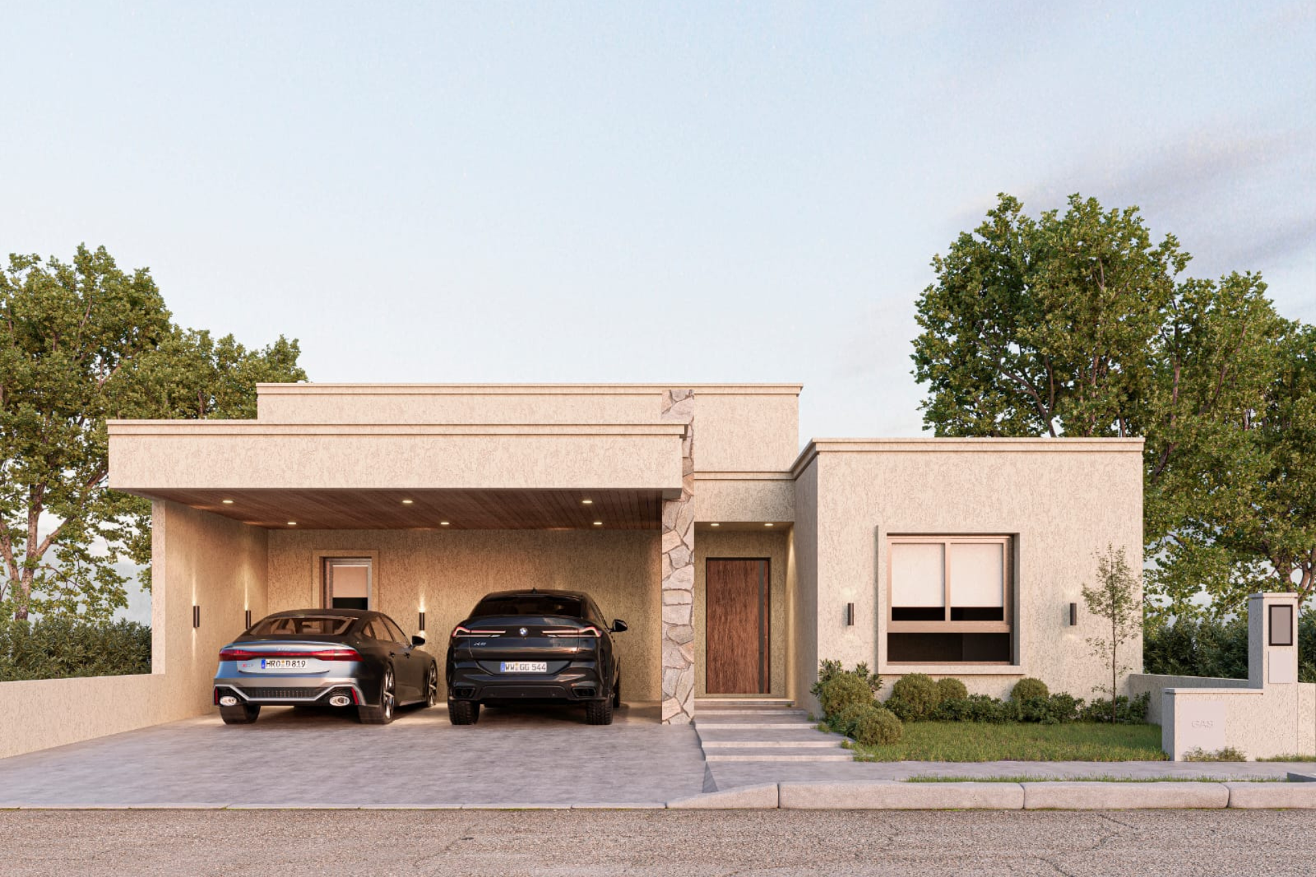 casa-minimalista-docta-parque Render de la fachada