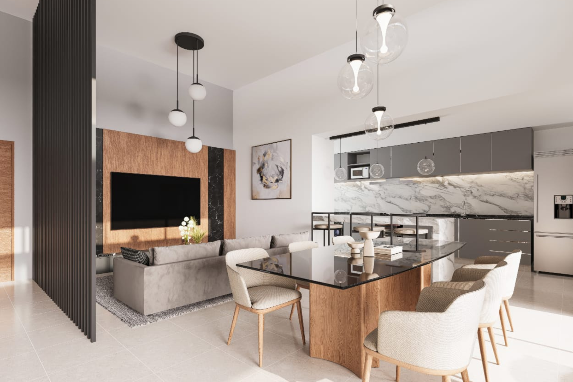 casa-parque-docta Cocina integrada al salón-living