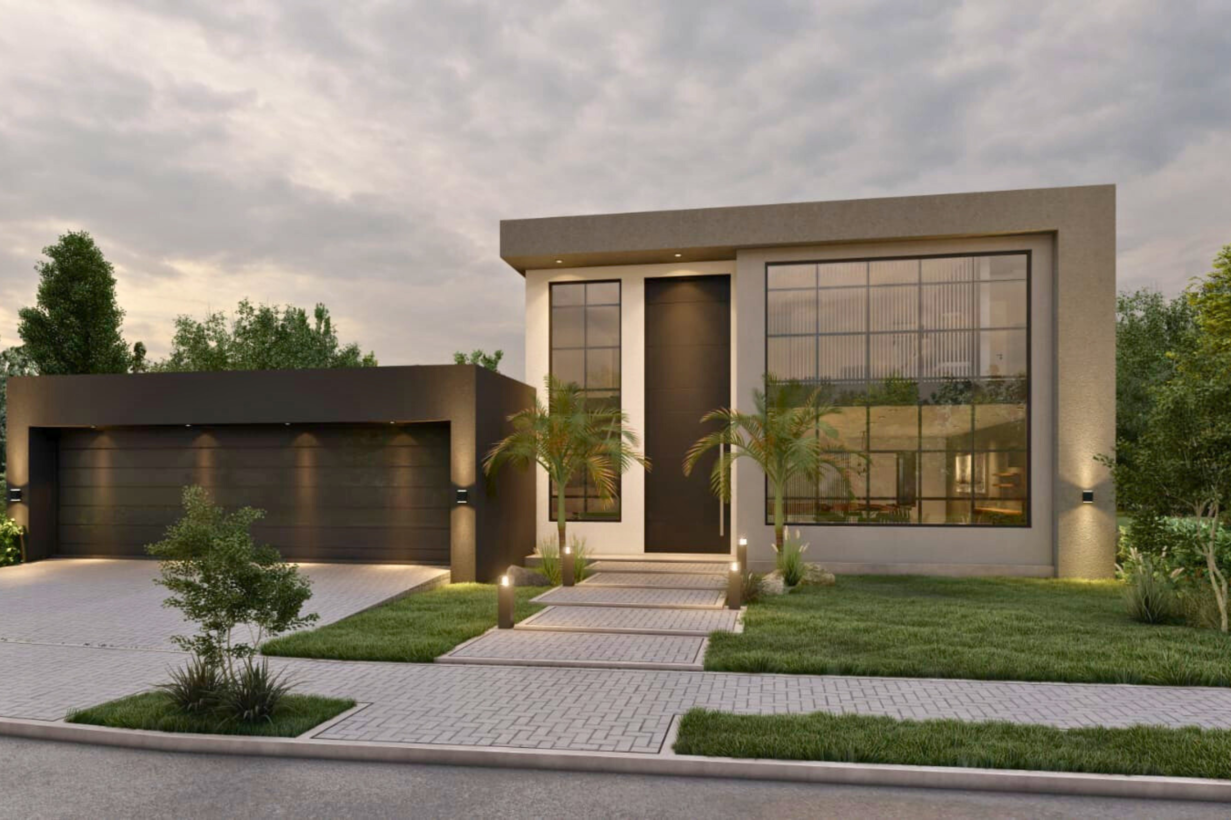 diseño-arquitectonico-casa-minimalista Fachada de casa minimalista con líneas rectas y materiales modernos en Córdoba.