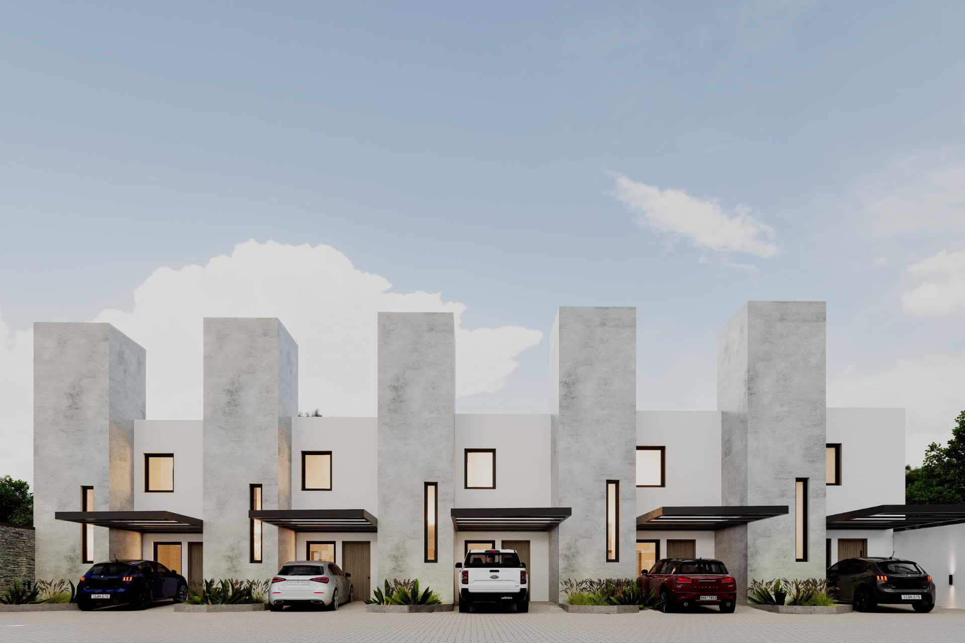 diseño-housing-cordoba Render de las áreas comunes con diseño paisajístico.