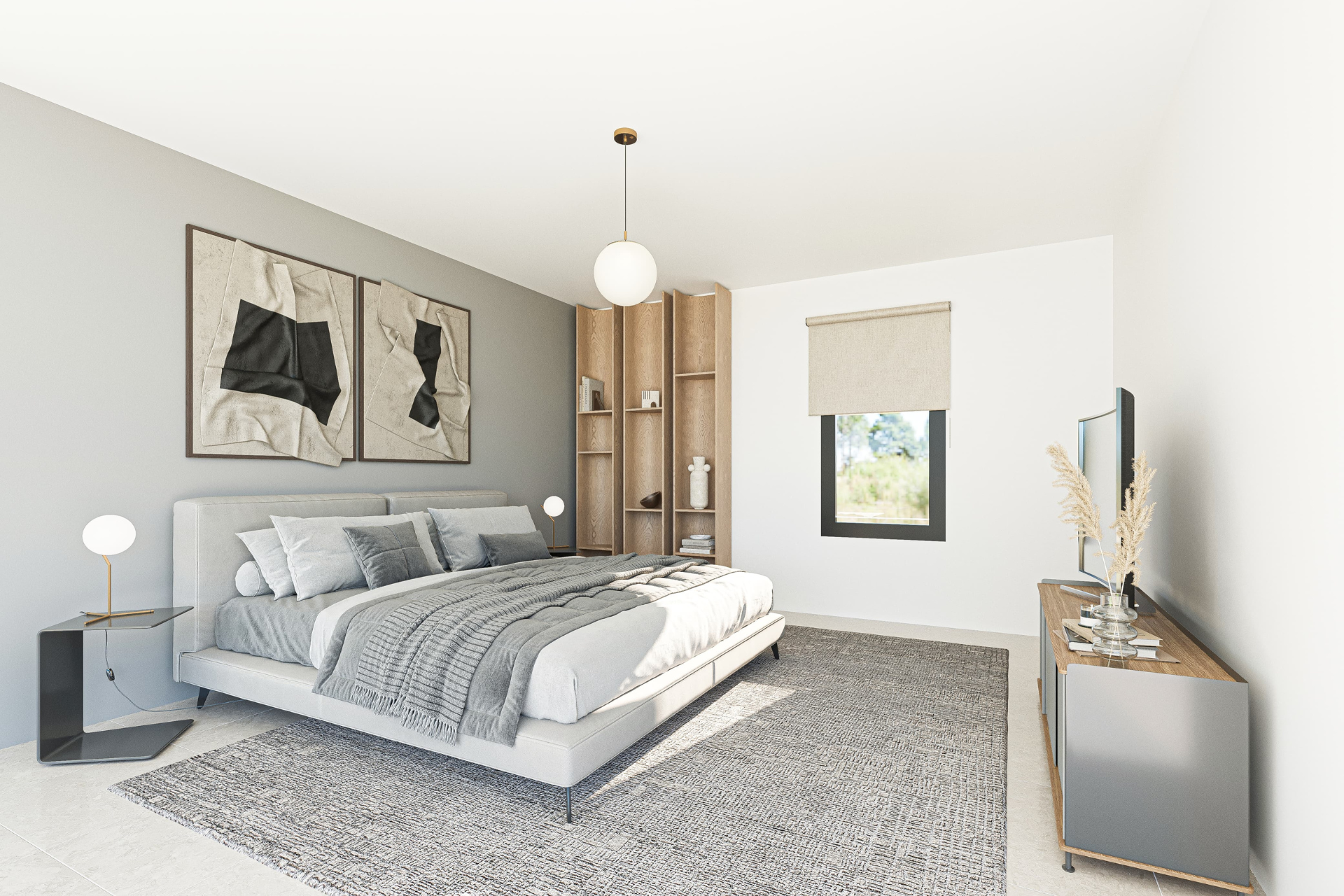 dormitorio-iluminacion-natural-docta Dormitorio principal con ventana y vistas al exterior.