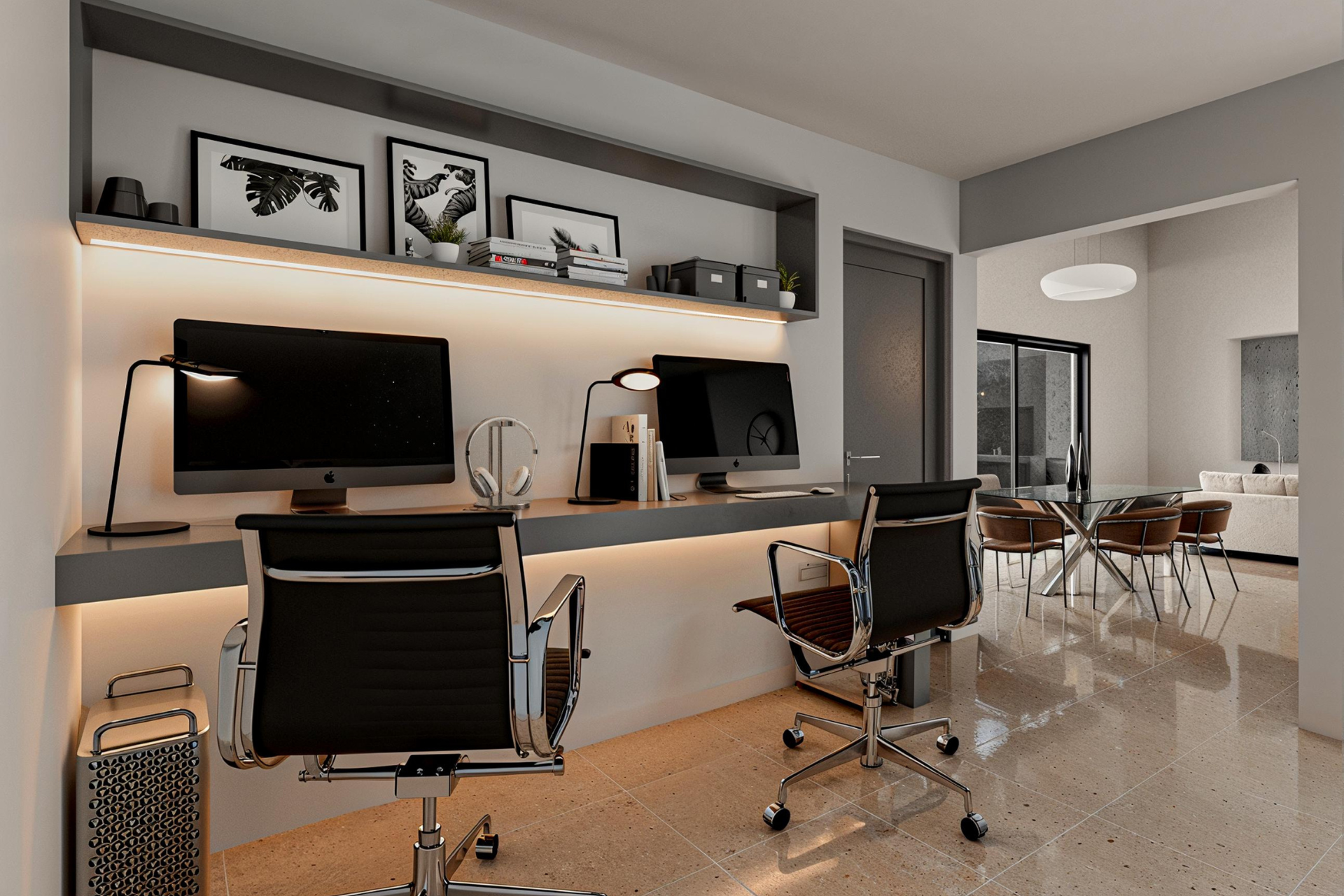 home-office-docta-concret Oficina en vivienda minimalista