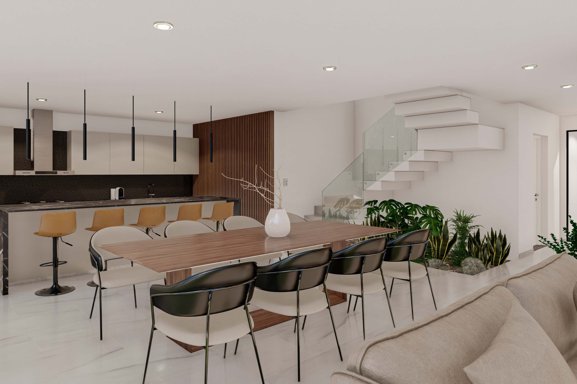 cocina-integrada-diseño-minimalista Cocina y salón - diseño y arquitectura