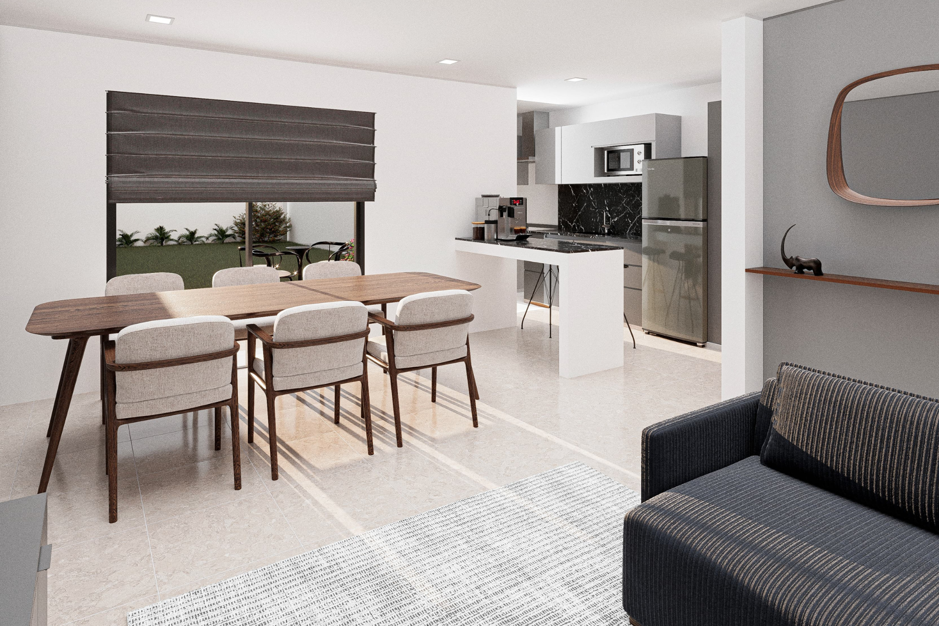 living-comedor-duplex-a-docta Espacios amplios y luminosos con conexión directa al patio.