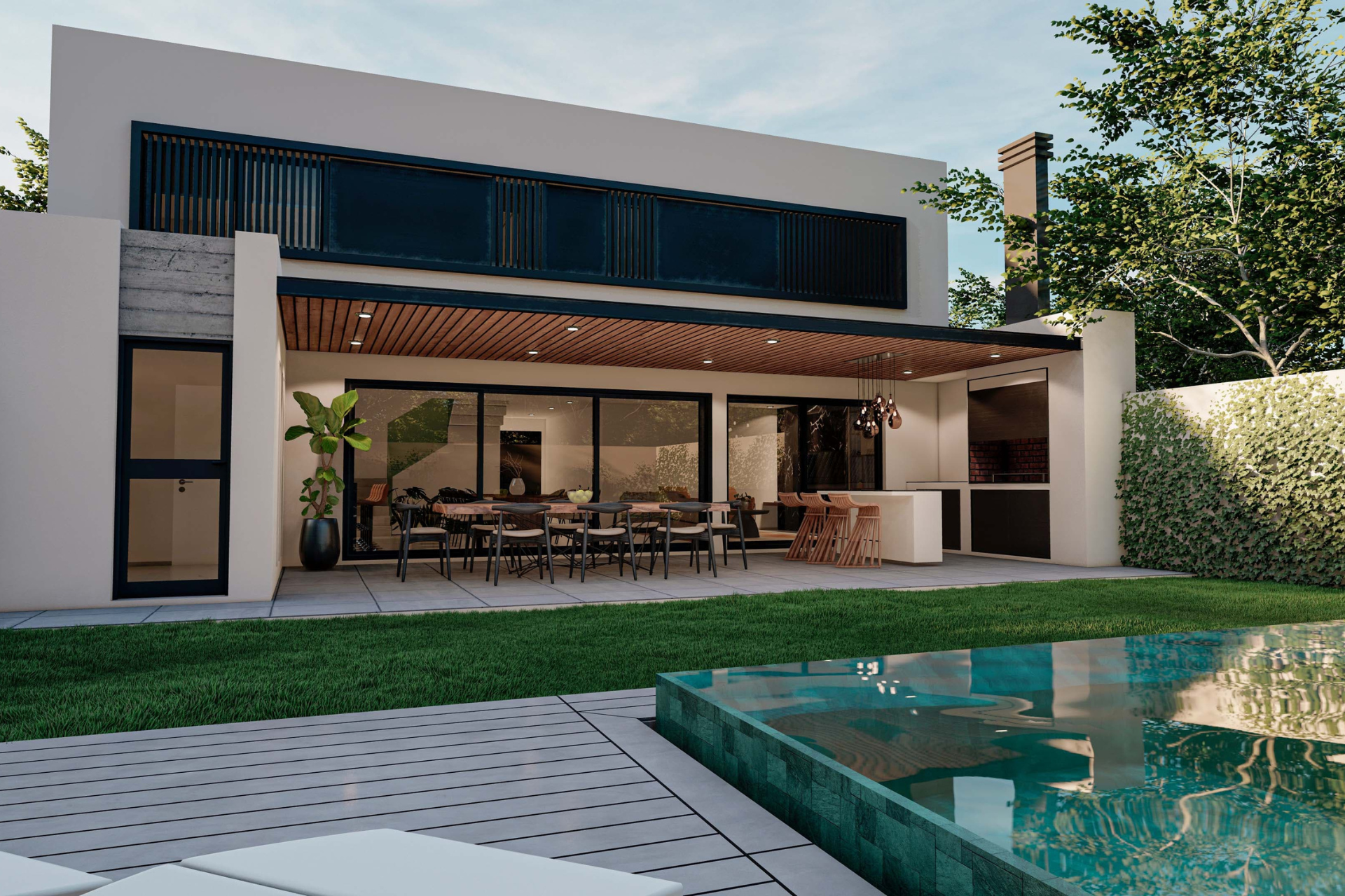 patio-galeria-arquitectura-docta Patio trasero con diseño moderno y conexión con el interior de la vivienda.