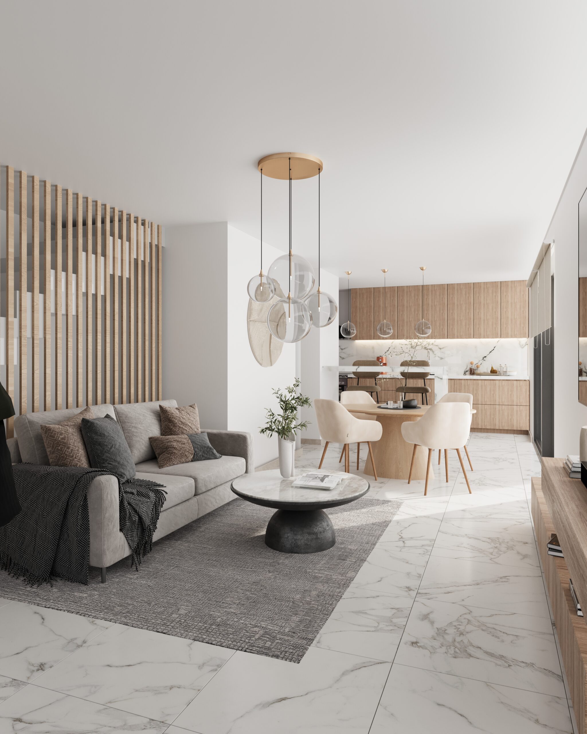 Sala y cocina integrada - Proyecto LOCTA 2 Living comedor con cocina integrada y diseño de interior moderno