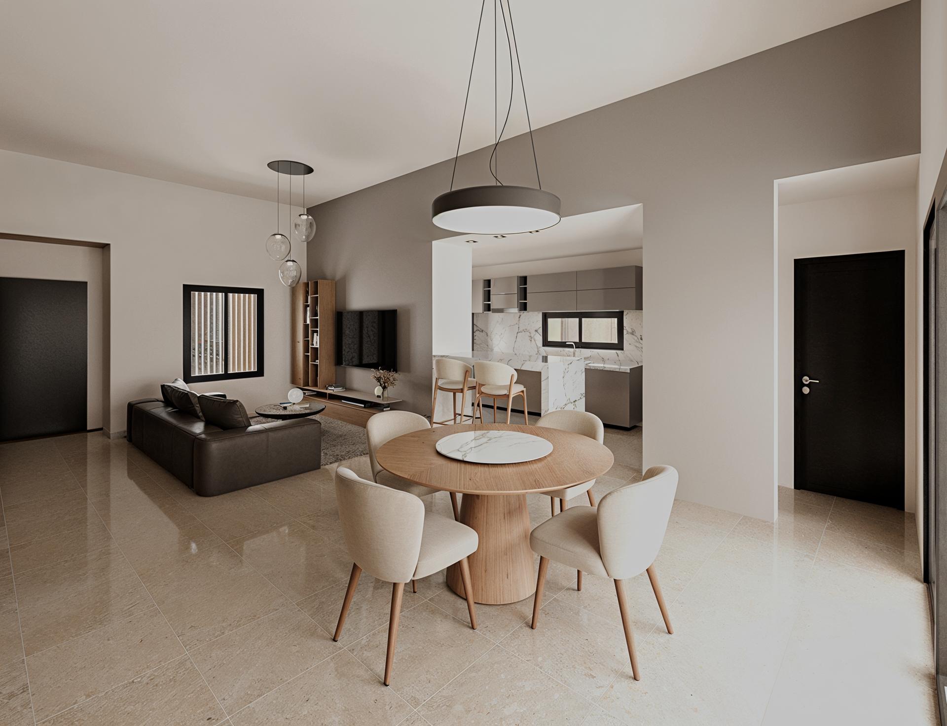 BRUYA 3 (6) Ambientes conectados visualmente: cocina, comedor y estar - Proyecto Bruya 3