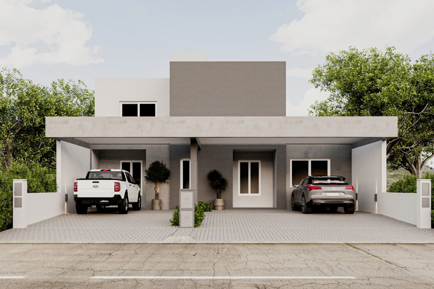 cocta-16-1 Fachada frontal de viviendas dúplex en Barrio Docta - Proyecto Cocta 16 de Grupo Concret