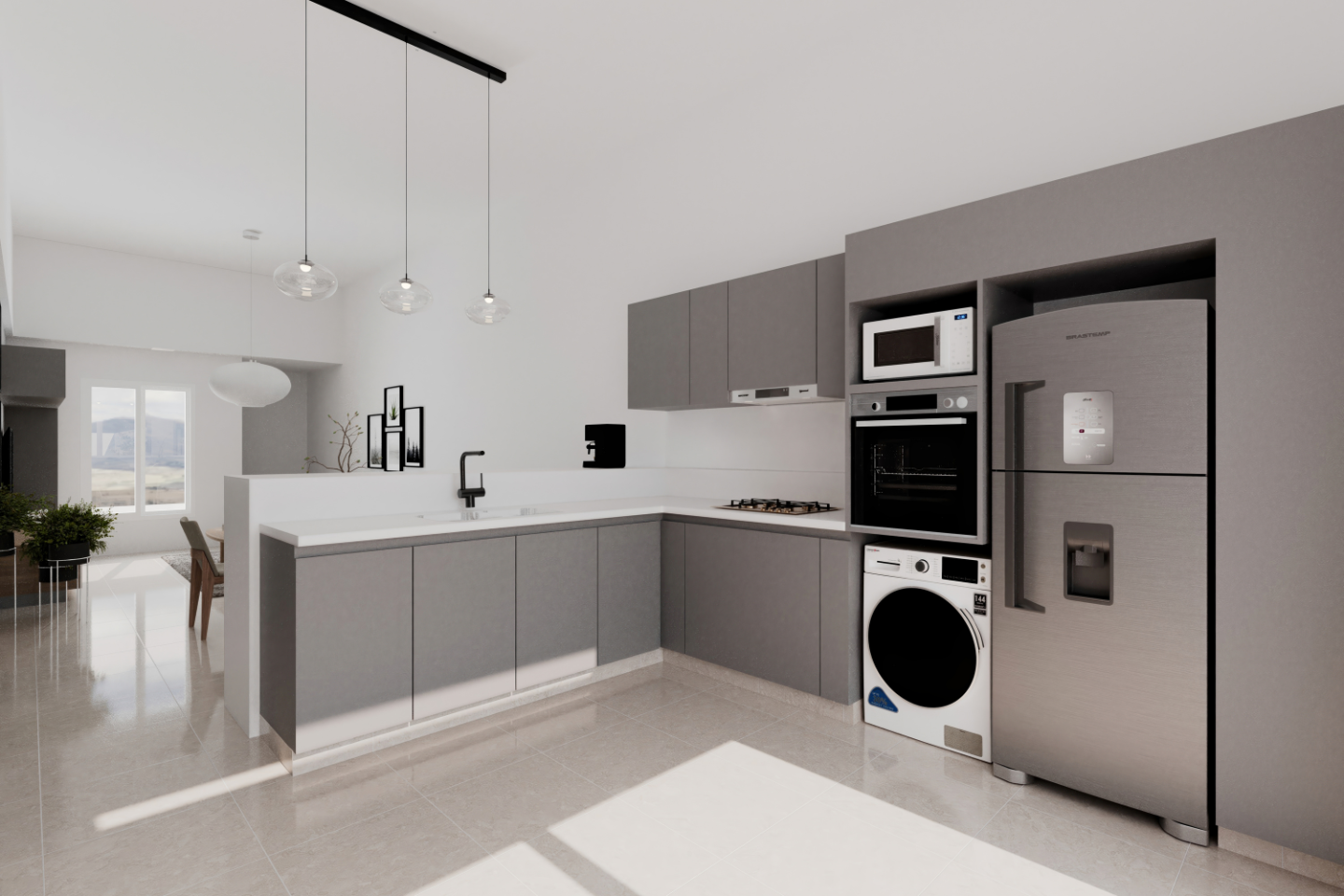 cocta-16-4 Cocina equipada con bajo mesada, alacenas y electrodomésticos en viviendas dúplex - Cocta 16