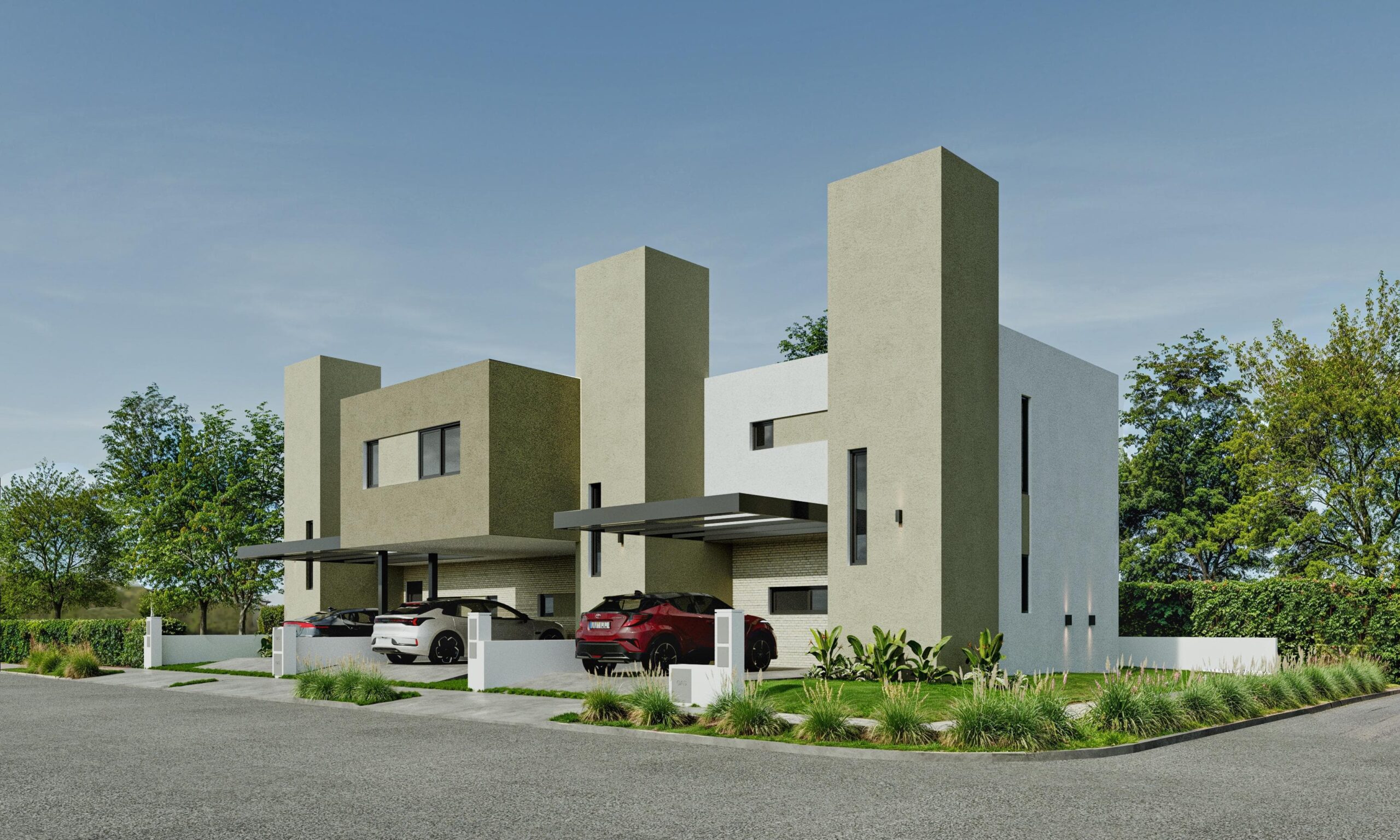 cocta17-fachada-lateral Fachada lateral de dúplex en Cocta 17 con cochera semicubierta.